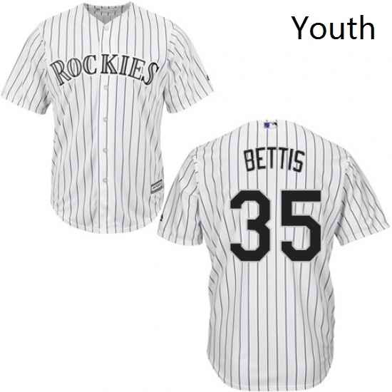 Youth Majestic Colorado Rockies 35 Chad Bettis Replica White Home Cool Base MLB Jersey